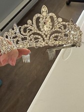 Tiara Crystal Crowns Princess Rhinestone Crown with Combs Bride Headbands