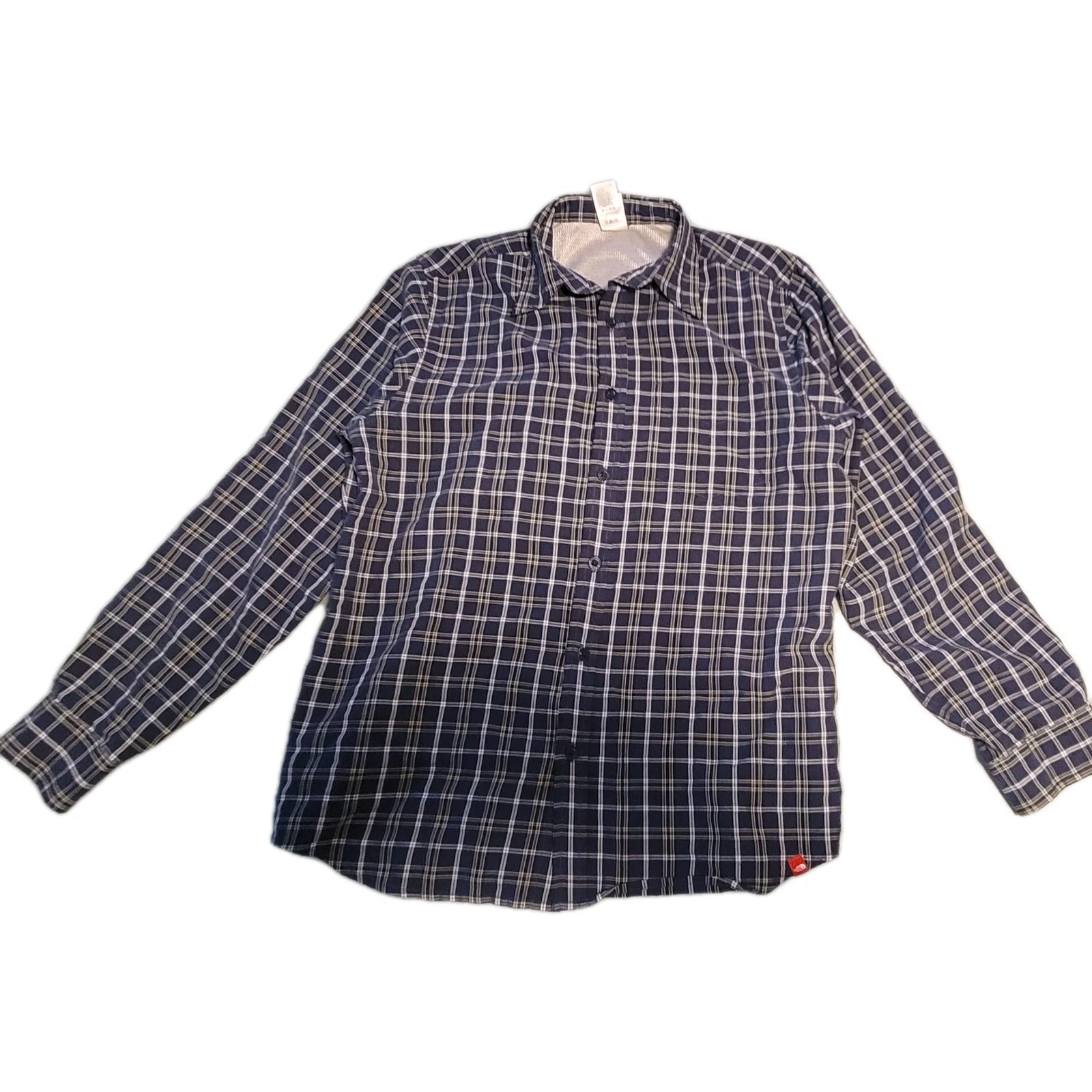 The North Face Men's Medium Blue Plaid Long Sleeve Shirt Button-Up