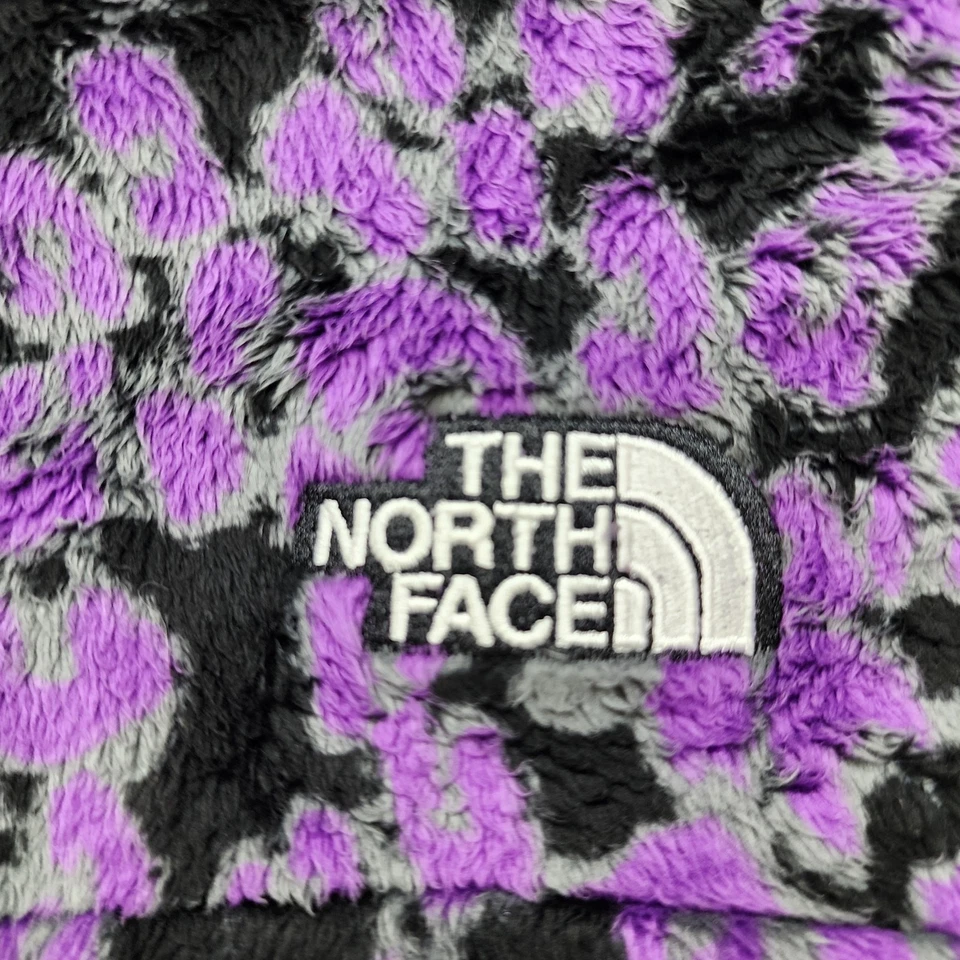 Sudadera con Capucha The North Face Para Mujer XL Púrpura Estampado Leopardo Osito 1/4 Cremallera Pullover Cuadrado Foto 4 de 4