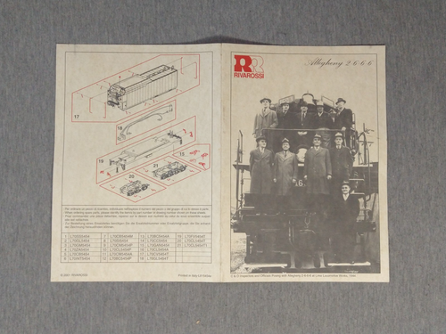 Rivarossi Allegheny 2-6-6-6 Instructional & Informational Paperwork ~ TS - Picture 2 of 7