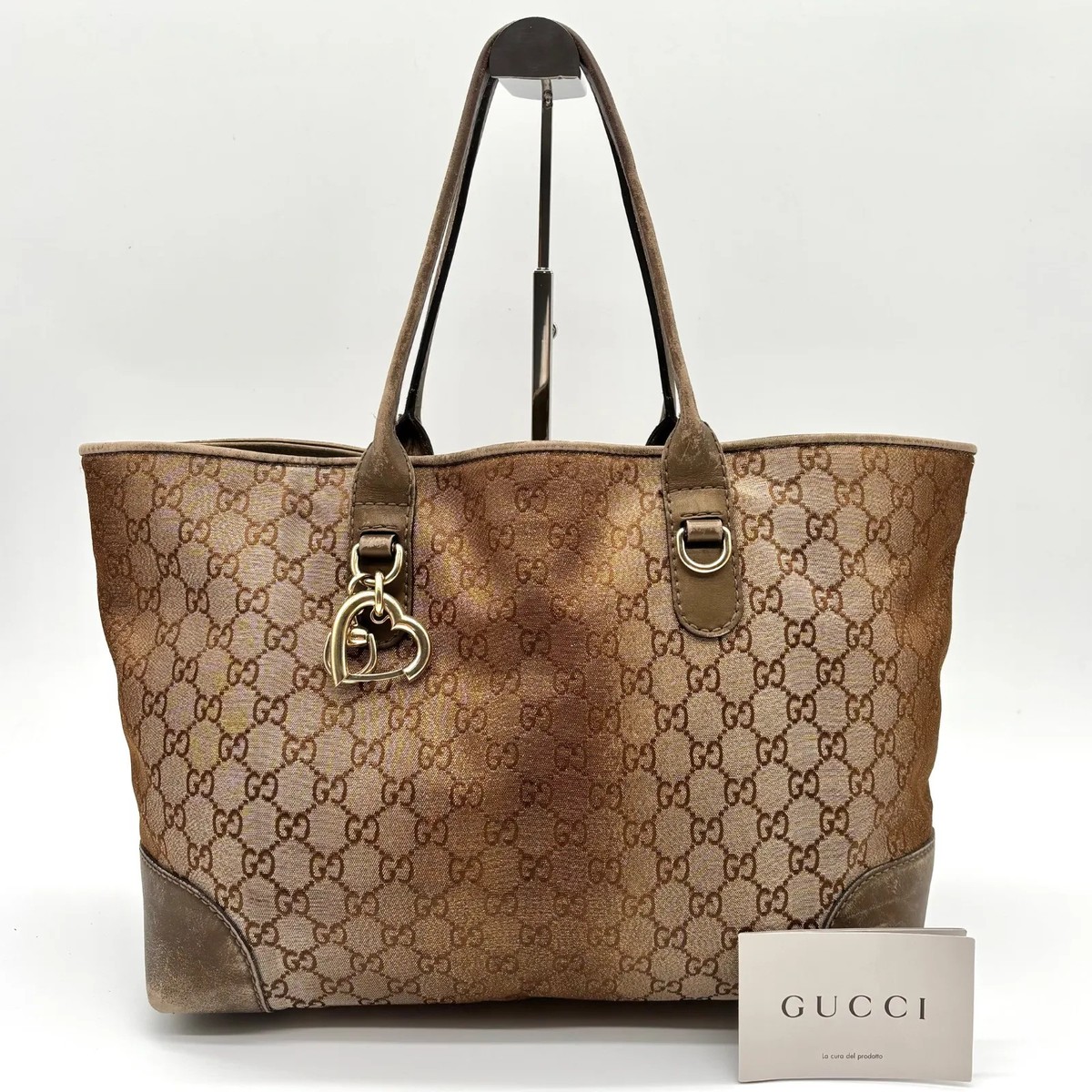 Auth Gucci heart bits GG canvas Tote bag gold 269956 2Y6265 | eBay