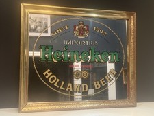 Vintage Heineken Holland Beer Advertising Mirror Bar Tavern Sign Van Munching