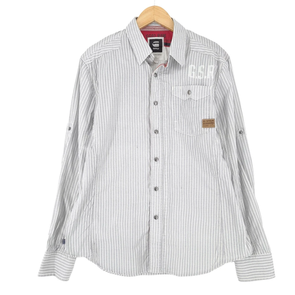 G-Star Denim Vintage Hemd Blau Gestreift Lässig Kt1 Größe L - Bild 1 von 4
