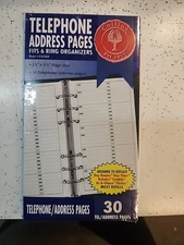 Collins Telephone Address Refills 30 Pages Classic Size Planner Calendar Binder