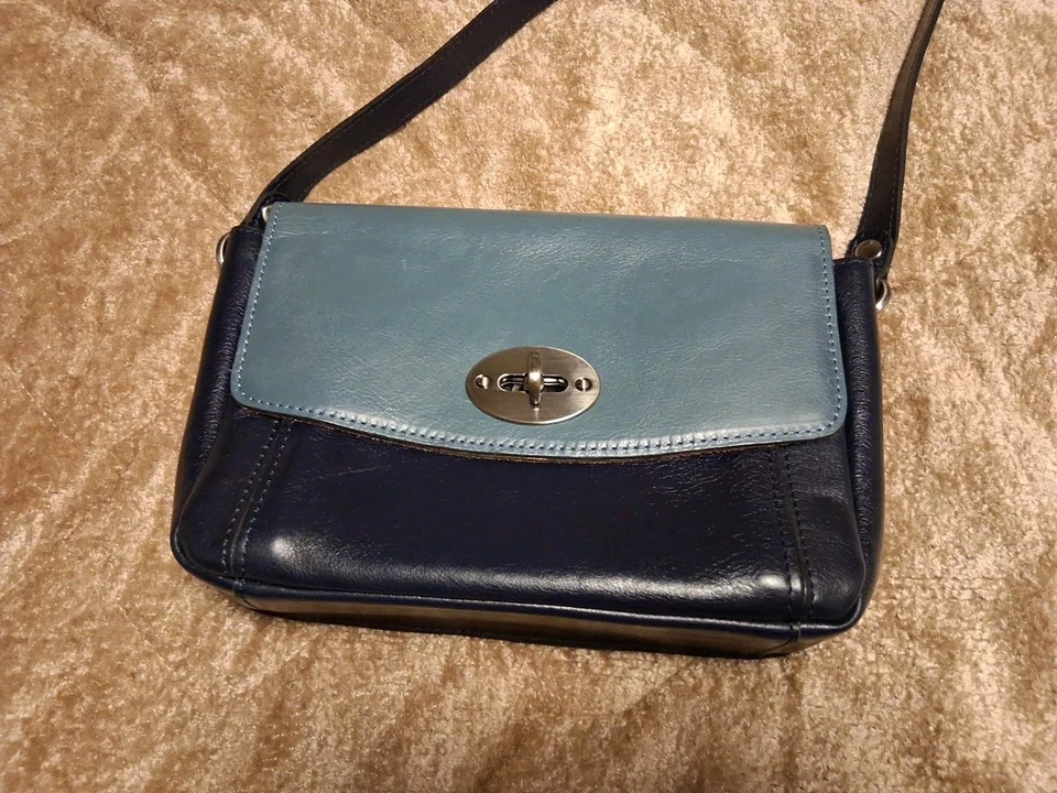 Patricia Nash Gradina Flap Leather Crossbody Bag Mirage Oceana - Image 2 of 4