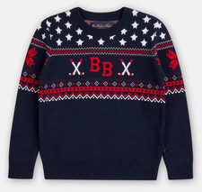 NEW 85 Brooks Brothers Boy Cotton Jacquard BB Fair Isle Sweater/Hockey Navy Sz5