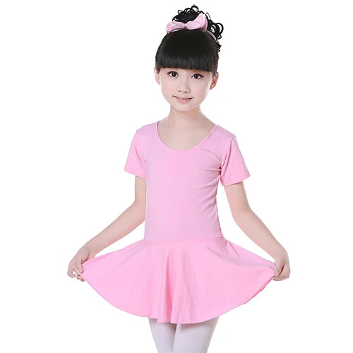 Kids Girls Cotton Gymnastics Leotard Ballet Dress Short Sleeve Dance Leotard - Picture 15 of 35