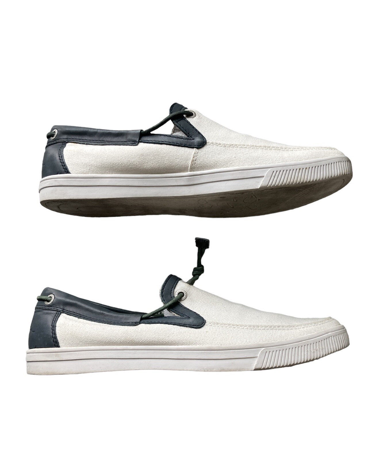 True Religion Canvas Boat Deck Shoes Slip On Sporty Preppy White Blue Trim Sz 8 thumbnail 4