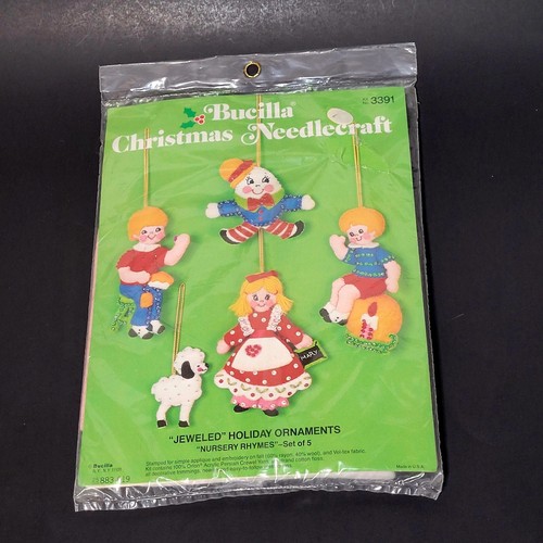 Vtg Bucilla Felt Christmas Jeweled Ornaments Nursery Rhymes Craft Kit 3391 NOS - Picture 10 of 17