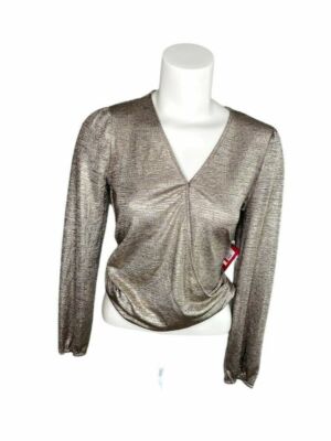 vince camuto long sleeve ruffle lurex top