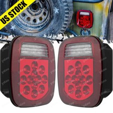 2x Smoked Led Tail Lights Rear Reverse Stop Turn Lamp For Jeep Wrangler Tj Cj Yj