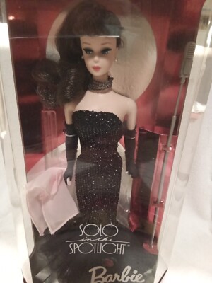 barbie black dress microphone 1995 SOLO IN THE SPOTLIGHT 13820 Special Edition Dark Blue Size:UK 10 (Buy Now) White lace, long sleeve, Length: Mini the Solo In The