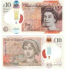 2016 Great Britain P395 Polymer 10 pound Banknote Queen Elizabeth II UNC Cleland