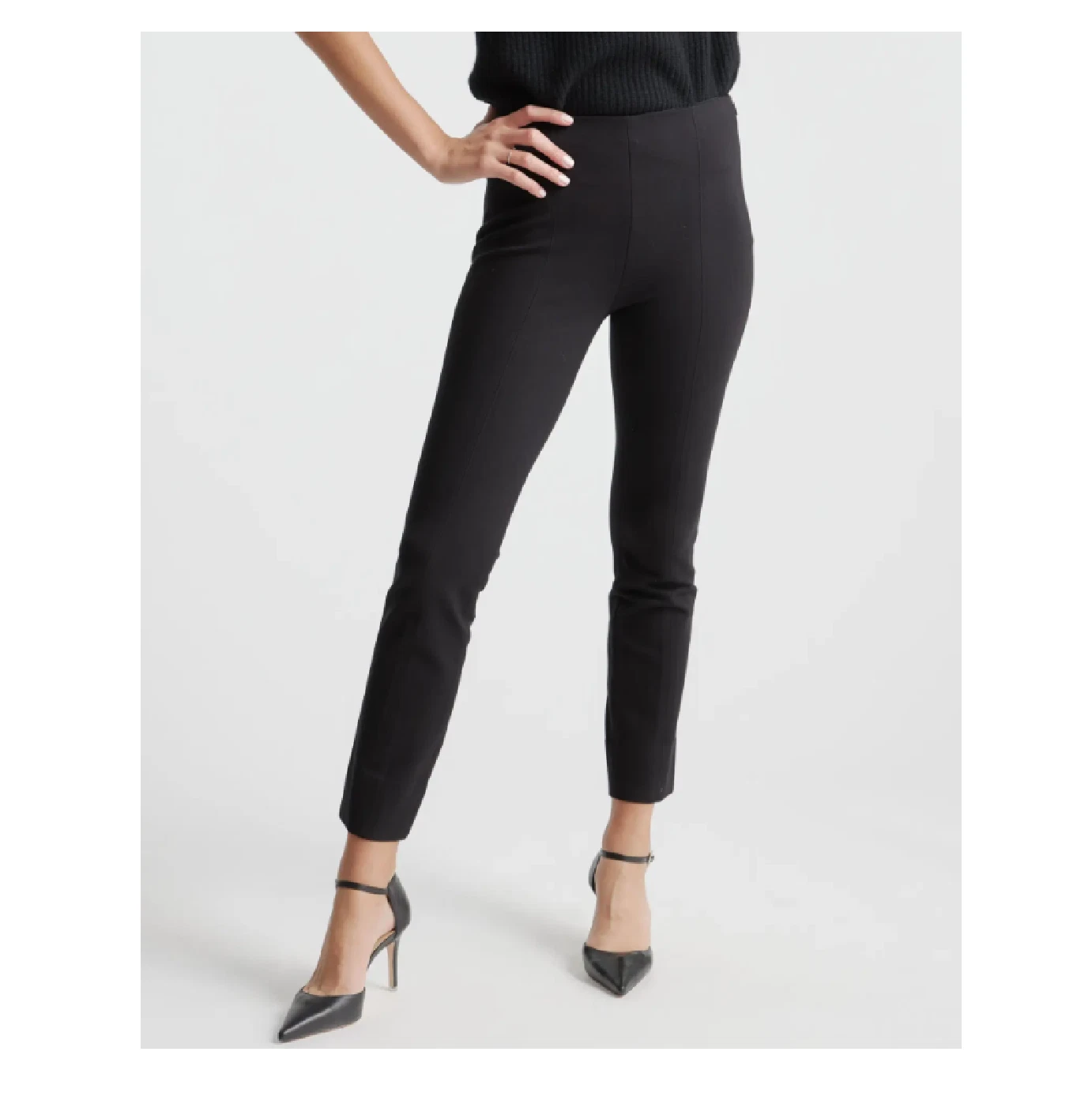 Quince Black Ponte Pants - Pintuck Ankle - M - Medium - NWT