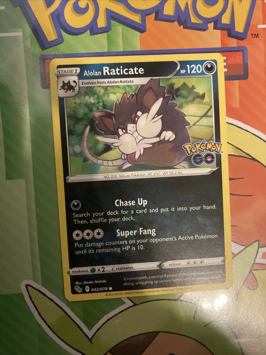 Pokémon TCG Alolan Raticate Pokémon GO 042/078 Regular Common Card