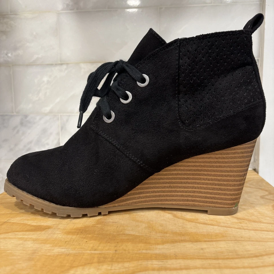 Rampage Gamuza Negra - Botas de Cuña - Con Cordones - Zapatos para Mujer Talla EE. UU. 7,5 M Foto 3 de 4