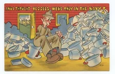 Military Cleaning Comic Art Humor Postcard