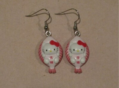 Japanese Fish market Sashimi Tuna Maguro Sushi Hello Kitty Kawaii Food earrings