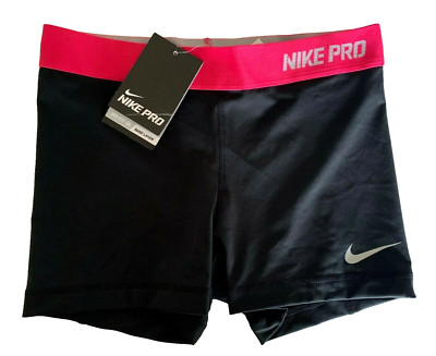 NEW! NIKE PRO [M] Women's 3.0'' COMPRESSION Yoga SHORTS-Black/Fuchsia 519240-026