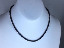 50 Carats Black Spinel Sterling Silver Bead Necklace
