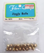 Vintage FibreCraft 6mm Tiny Miniature Gold Jingle Bells #3472 Craft 16 Pcs NOS
