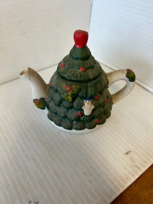 Holiday Collection Christmas Tree Teapot, 3-1/2'' Tall, Ceramic