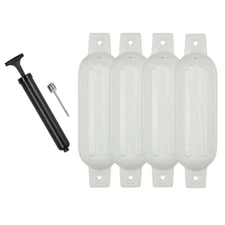 4PCS Boat Fender 5.5x20'' Marine Inflatable Buoys Vinyl Ribbed Dock Bumper White