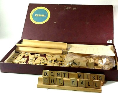 Scrabble Vintage 1953 Game In Box Selchow & Righter w/ Rules Lid Vintage Antique