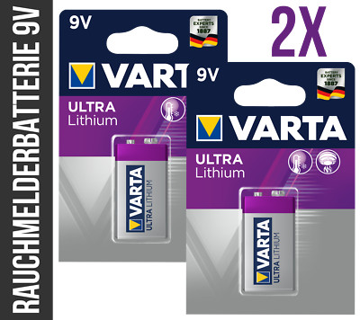 2x Varta 9V-Block 6122 Ultra Lithium Professional L522 4022  Rauchmelder 2 Stück