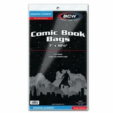 100 BCW Thick Modern Current Comic Book Bags 2mil Annuals Safe Storage Acid Free