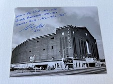 GLEN SKOV SIGNED DETROIT RED WINGS OLYMPIA STADIUM 8X10 PHOTO WITH STATS