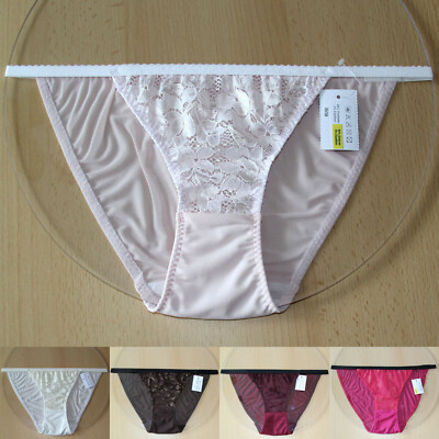 Women's thong knickers with lace insert-plain-size S (36/38)