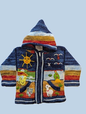 Kinder-Strickjacke mit Kapuze verschiedene Farben*Peru*Tiere*Neu