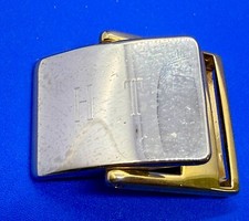 Vintage Custom Letter Initial H T Two Tone Belt Buckle Made in Italy QB1 Brev