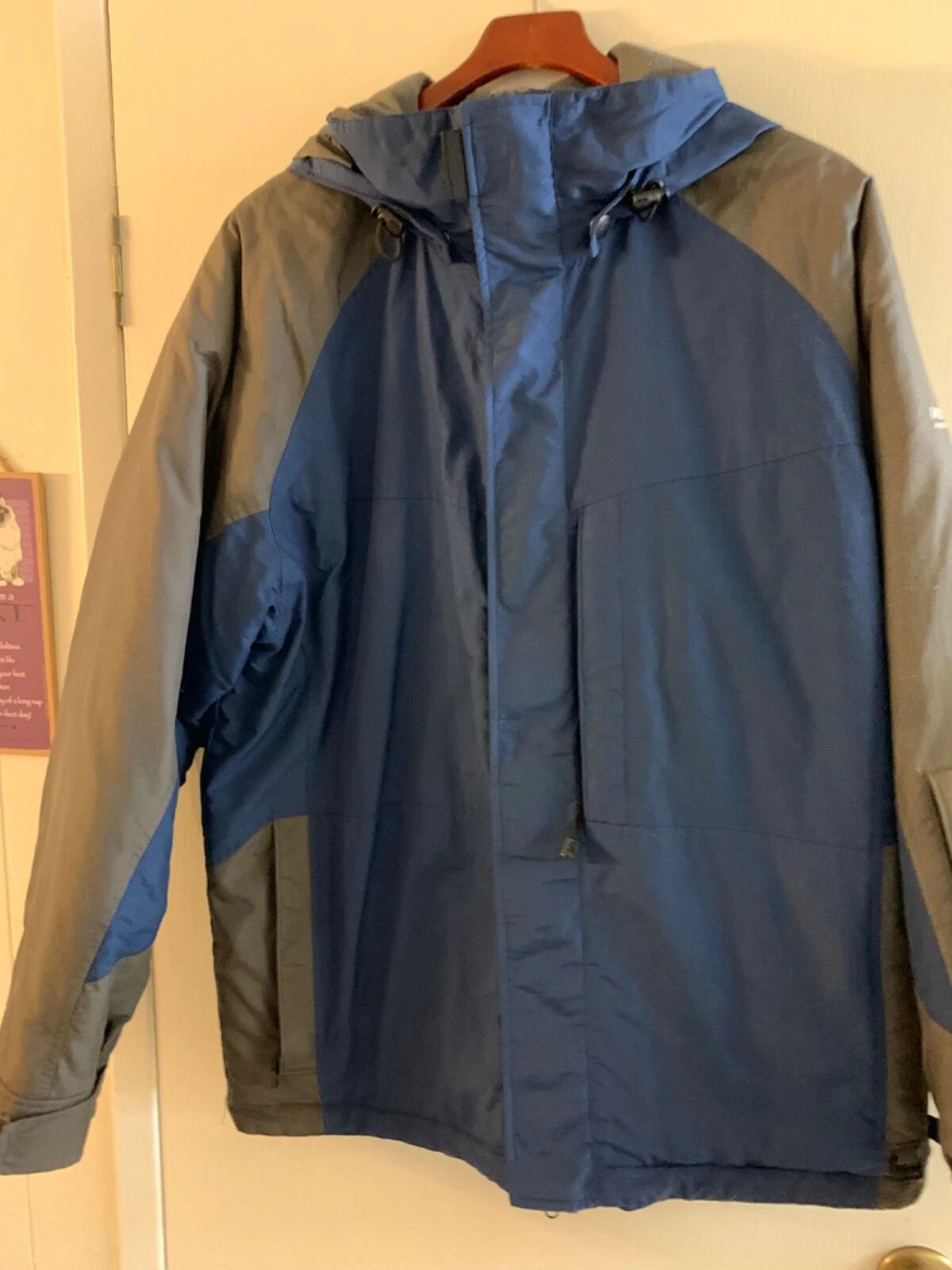 Pacific Trail Inside Edge Blue/Gray Fleece Lined Hooded Men's-Lg Ski/Snow Jacket