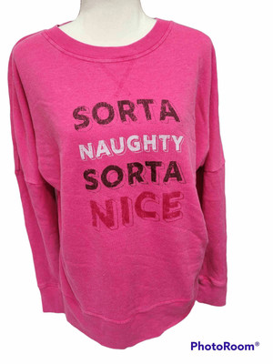 True Craft Soft Holiday Sweatshirt Sz S (Fits large) 'Sorta Naughty Sorta Nice'