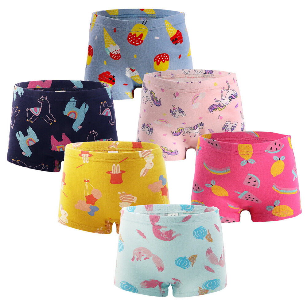 6 Pack Little Girls' Hipster Underwear 100% Cotton Boxer Briefs