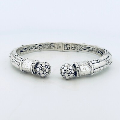 Sarda Sterling Silver 925 Bangle Bracelet 38.6 Grams Intricate Geometric Design