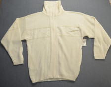 Vintage American Priority Zip Sweater Mens Sz M Made In USA Ivory New Deadstock