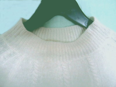 Pull Blanc En Angora - Taille 44-46, Col Montant Côtes, Neuf Jamais Porté