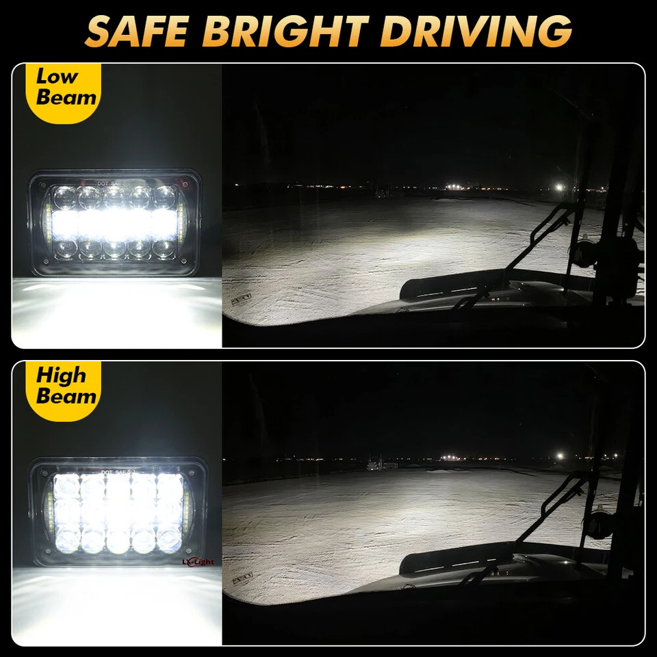 New 4x6" LED Headlight Hi/Lo Sealed Beam for Chevrolet S10 1995 1996 1997 Trucks - Image 2 of 4