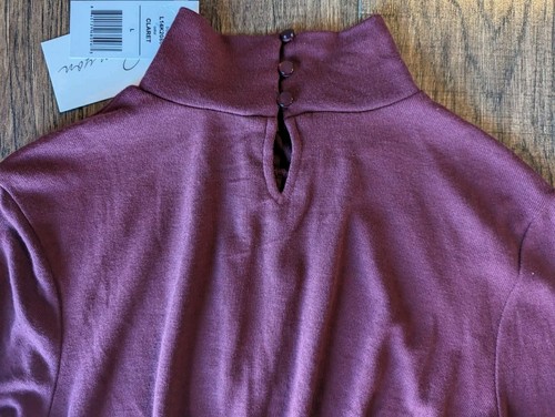 Brea Canyon Women's Roza Long Sleeve Keyhole Knit Top EJ1 Burgundy Large NWT - Picture 14 of 15
