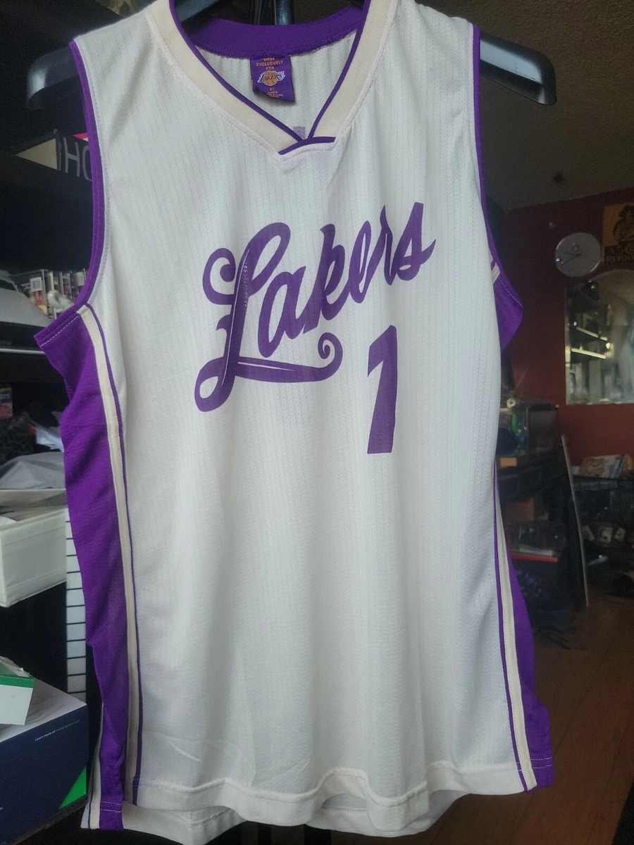 White and sale purple lakers shirt