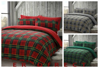 Extra Warm Teddy Fleece Schottenkaro Bettbezug Bettwäsche Set - Kuschelige Winter Steppdecke