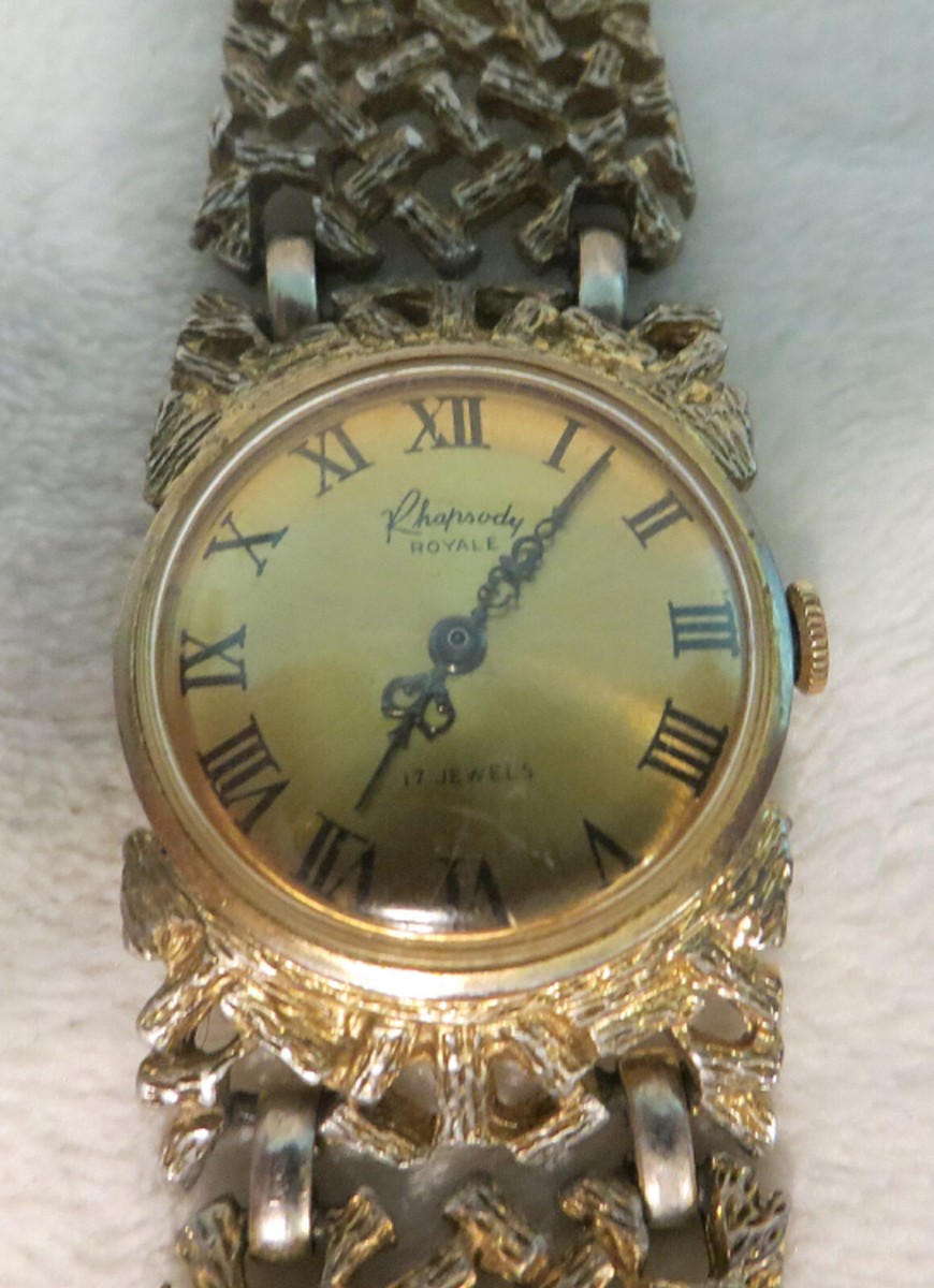 Vintage Rhapsody Royale 17 Jewels Ornate Gold Tone Watch Works Vintage Rhapsody Royale 17 Jewels Ornate Gold Tone Watch  main image 2