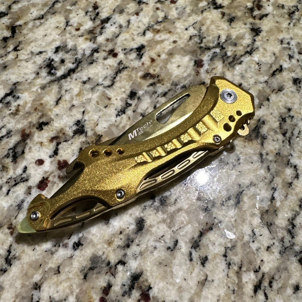 MTech Ballistic GOLD TITANIUM Spring Assisted Bottle Opener Folding Pocket Knife - Image 4 of 4