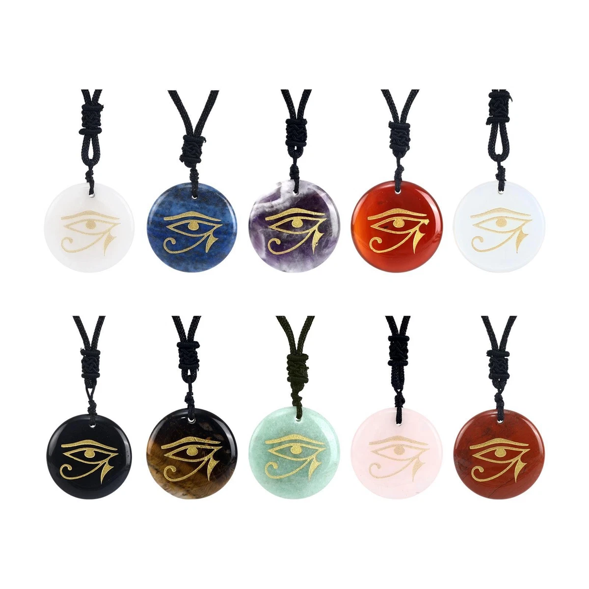Lot De 15 Colliers Pendentifs En Résine - Symbole 3ème Oeil Et Œil D'Horus - Argenté