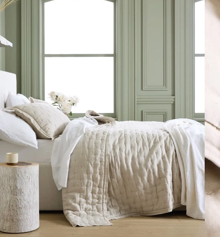 Quince Twin European Linen Dream Quilt Set One Sham Sand NWOT Open Box - Image 4 of 4