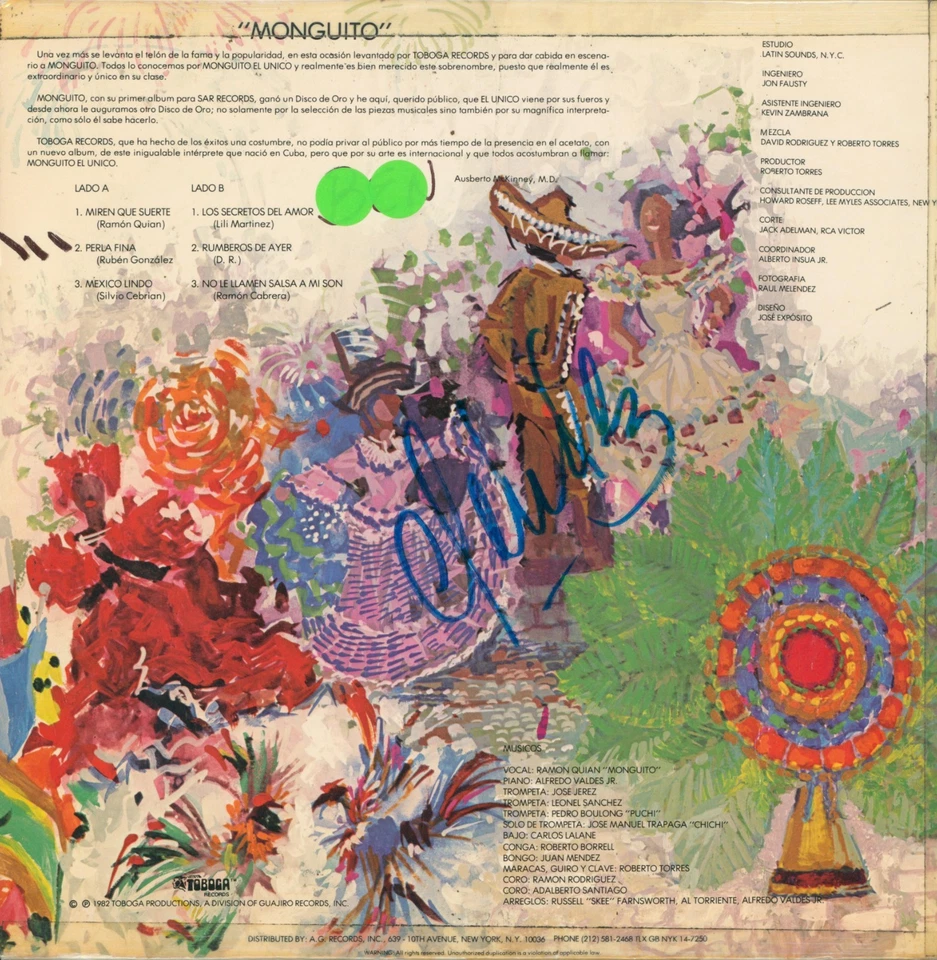MONGUITO - EL UNICO - LP TABOGA USA - 1982 - Image 2 of 2