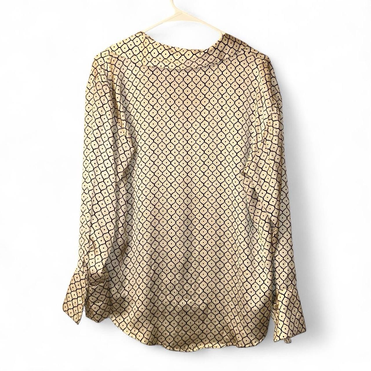 Zara satin polyester geometric print button up si… - image 3